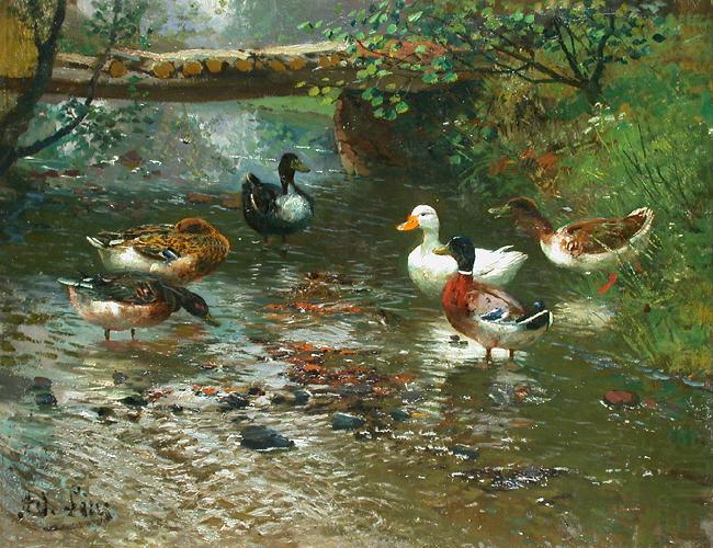 Enten am Bach, unknow artist